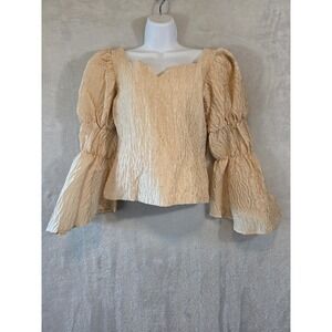 NWT Now Or Never Blouse Womens Small Cream Feminine Romantic Office Party